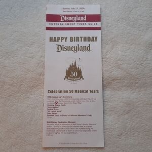 Disneyland July 17 2005 Entertainment Time guide 50th anniversary